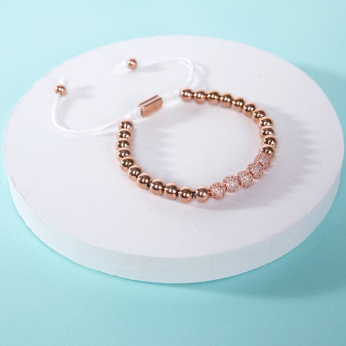 18 Karat Roségold | Gala-Armband mit Kristallpavé | Rosa